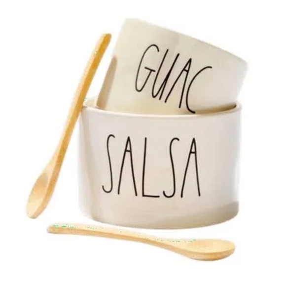 Rae Dunn  Guac + Salsa Set + 2 spoons - Picture 11 of 11
